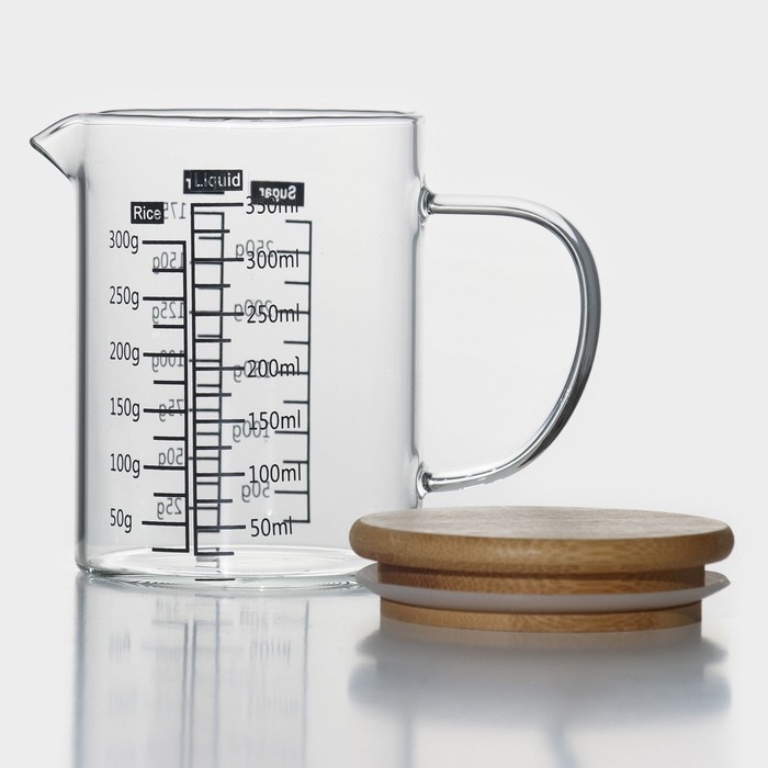 Кувшин для воды стеклянный мерный с бамбуковой крышкой BellaTenero «Эко», 350 мл, 12,5×7,5×11,5 см, мерная шкала цвет МИКС Кувшин для воды стеклянный мерный с бамбуковой крышкой BellaTenero «Эко», 350 мл, 12,5×7,5×11,5 см, мерная шкала цвет МИКС