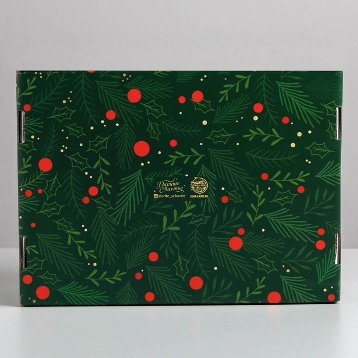 Коробка подарочная новогодняя складная «С новым годом», 30,7 х 22 х 9,5 см, Новый год Коробка подарочная новогодняя складная «С новым годом», 30,7 х 22 х 9,5 см, Новый год