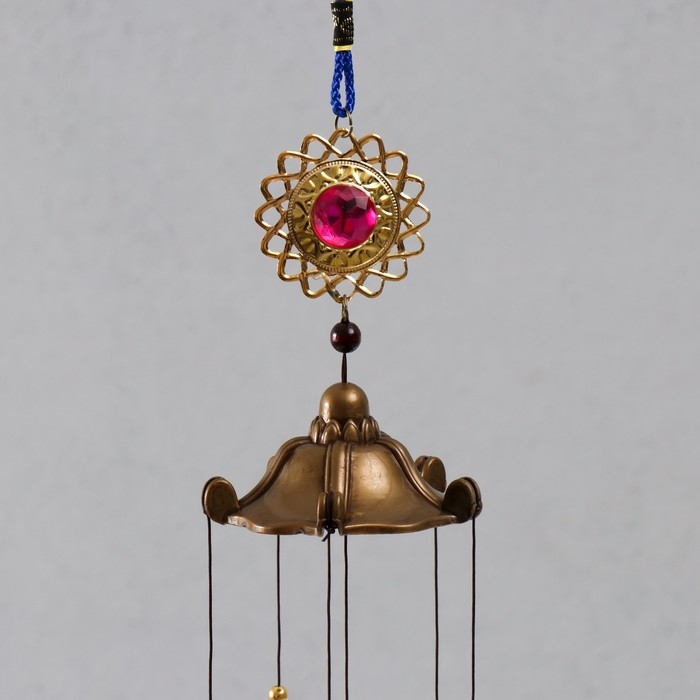 Музыка ветра металл Музыка ветра металл "Ганеша в золотом цветке" 5 колокольчиков 56х8 см