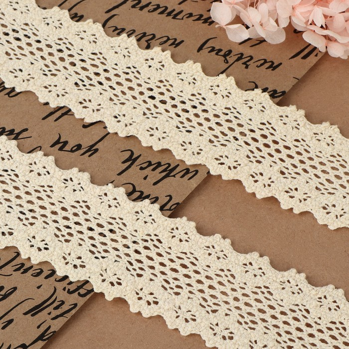 Кружево вязаное, 45 мм × 10 ± 1 м, цвет бежевый Кружево вязаное, 45 мм × 10 ± 1 м, цвет бежевый