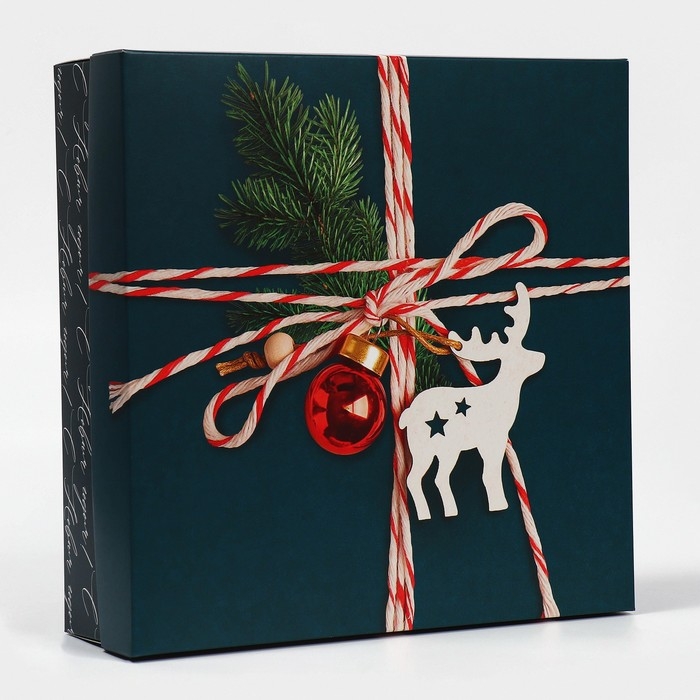 Коробка новогодняя складная «Новогодняя посылка», 26 х 26 х 8 см, Новый год Коробка новогодняя складная «Новогодняя посылка», 26 х 26 х 8 см, Новый год