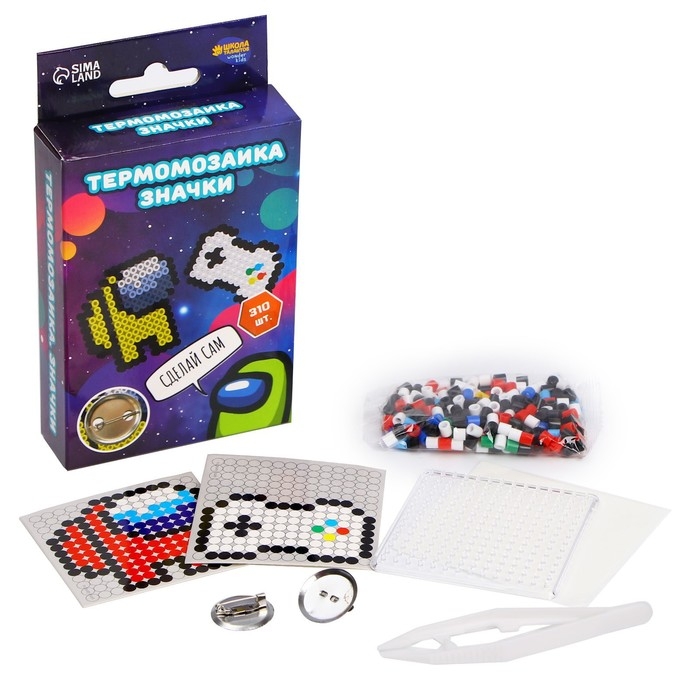 Термомозаика «Игровой мир» с пинцетом, значком Термомозаика «Игровой мир» с пинцетом, значком