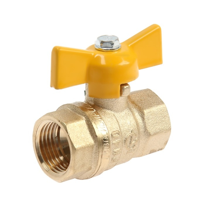 Кран шаровой газовый Кран шаровой газовый "ГАЛЛОП" ПРАКТИК DN-15 230, внутренняя/внутренняя резьба 1/2", бабочка