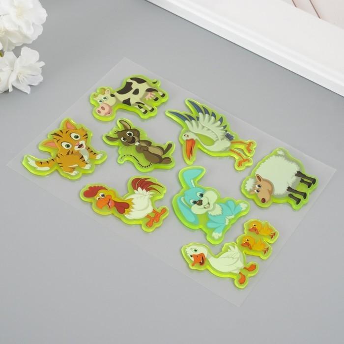 Наклейка силикон на стекло фосфорная Наклейка силикон на стекло фосфорная "Животный мир" 20х16 см