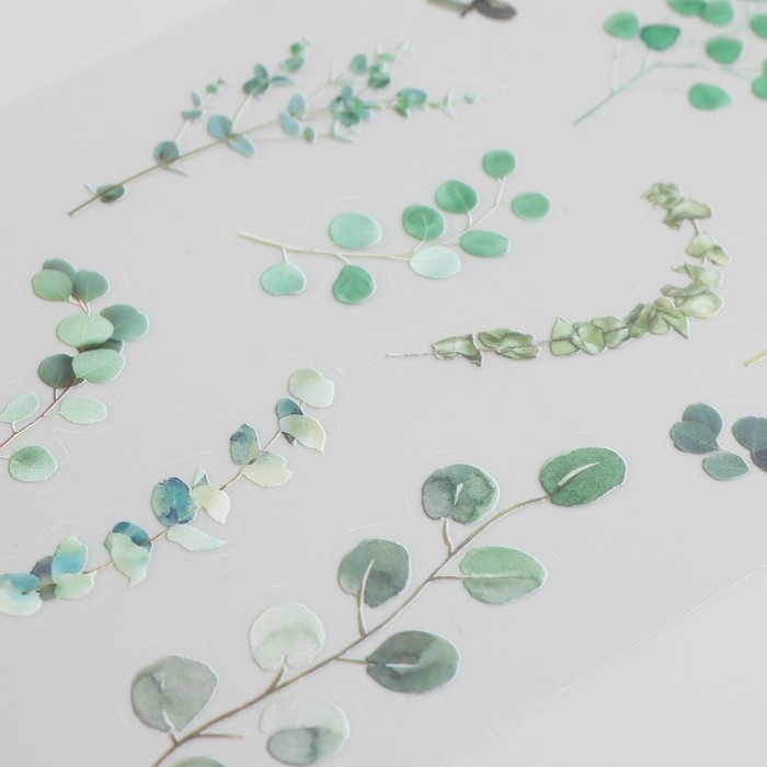 Наклейки пластик Наклейки пластик "Эвкалипт" набор 6 листов 10х18 см