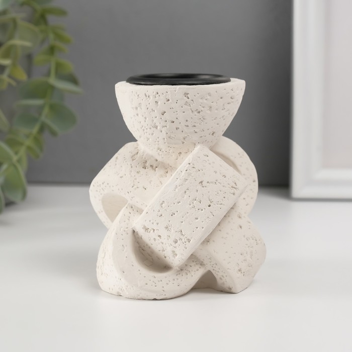 Подсвечник гипс, металл на 1 свечу Подсвечник гипс, металл на 1 свечу "Узел" d=3,8 см 8х8,8х10,5 см