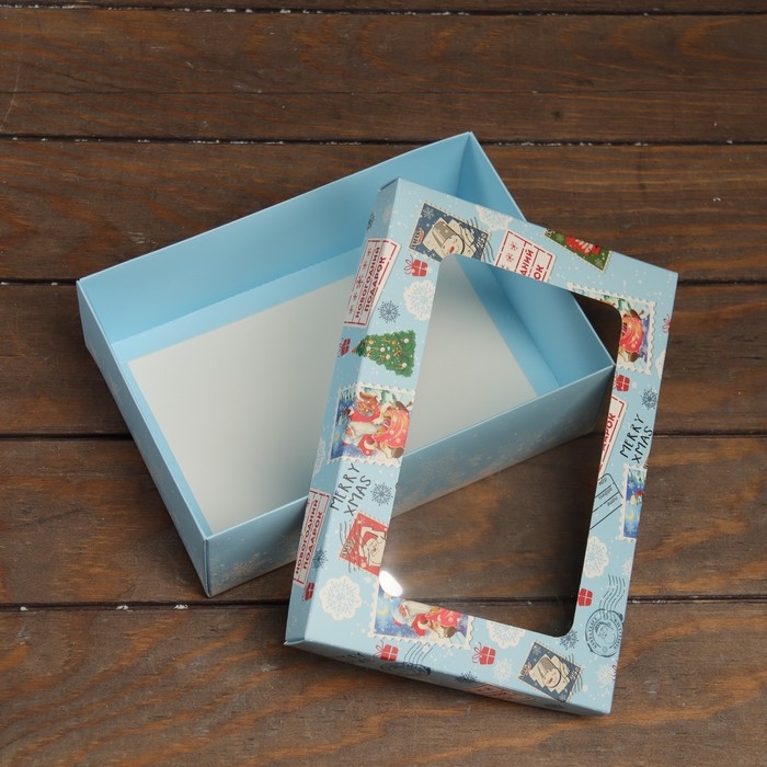 Новый год. Коробка подарочная новогодняя складная, крышка-дно, с окном Новый год. Коробка подарочная новогодняя складная, крышка-дно, с окном "Новогодний подарок " 24 х 17 х 8 см