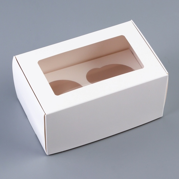 Коробка для 2 капкейка с прозрачной крышкой 16 х 10 х 8 см Коробка для 2 капкейка с прозрачной крышкой 16 х 10 х 8 см