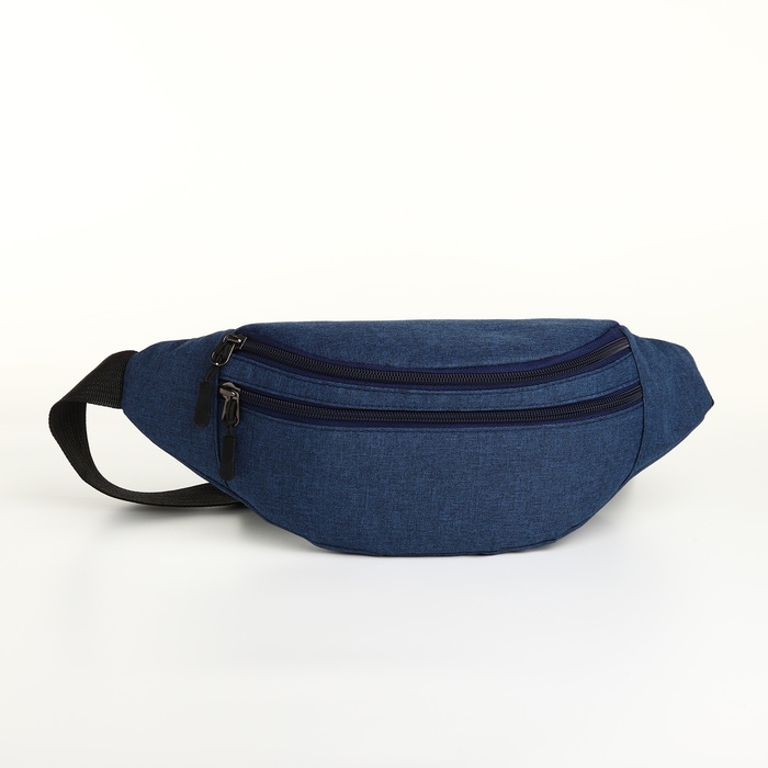 Поясная сумка на молнии, 3 наружных кармана, цвет синий Поясная сумка на молнии, 3 наружных кармана, цвет синий