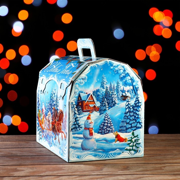 Подарочная коробка "Тройка мчится", 28 х 20 х 25 см. Новый год