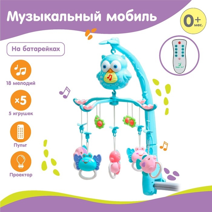 Мобиль музыкальный на кроватку «Совушка», проектор, пульт, цвет и виды МИКС Мобиль музыкальный на кроватку «Совушка», проектор, пульт, цвет и виды МИКС