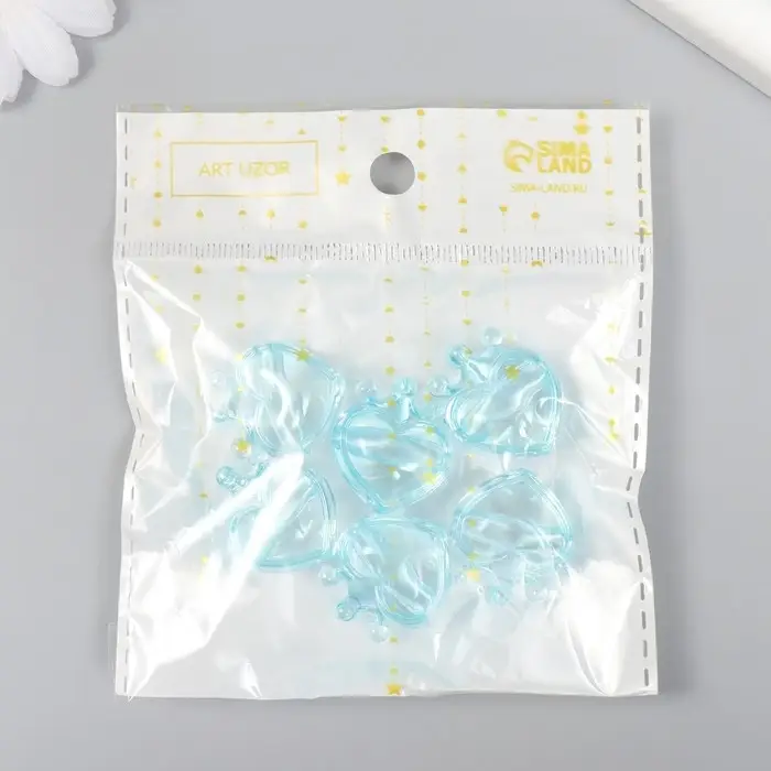 Бусина для рукоделия и плетения «Арт Узор. Сердечко с короной голубое», пластик, 2.1×1.4×2.5 см