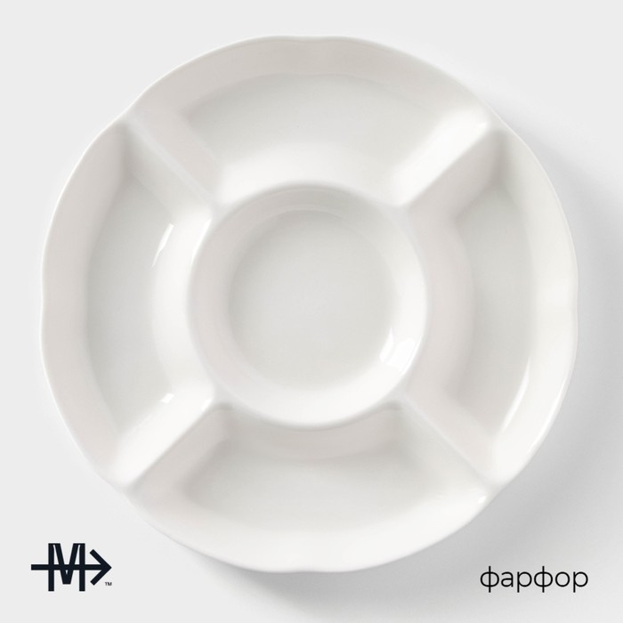 Менажница фарфоровая 5 ячеек Magistro «Бланш», 24,7×24,5×2,7 см, цвет белый Менажница фарфоровая 5 ячеек Magistro «Бланш», 24,7×24,5×2,7 см, цвет белый