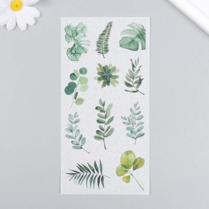 Наклейки для творчества бумага Наклейки для творчества бумага "Листья" набор 3 листа 10х20 см