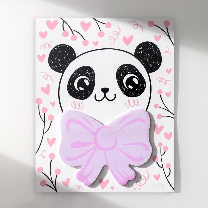 Магнит с блоком для записей Магнит с блоком для записей "Панда с бантом" 12,5х15,7 см