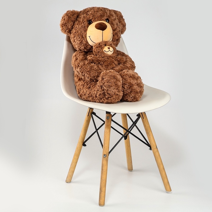 Мягкая игрушка «Медведь», с медвежонком, 65 см, цвет коричневый