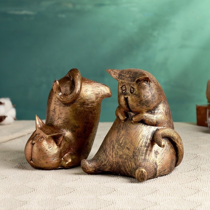 Держатель-подставка для книг  Держатель-подставка для книг "Два кота" набор, бронза, 15см