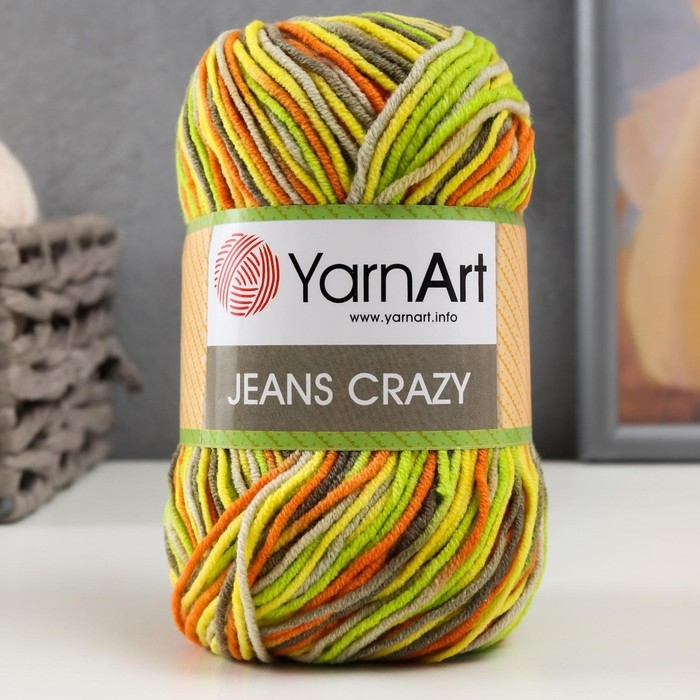 Пряжа Пряжа "Jeans crazy" 55% хлопок, 45% акрил 160м/50гр (7201 принт)
