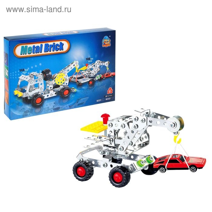 Конструктор металлический «Кран-эвакуатор», 146 деталей Конструктор металлический «Кран-эвакуатор», 146 деталей