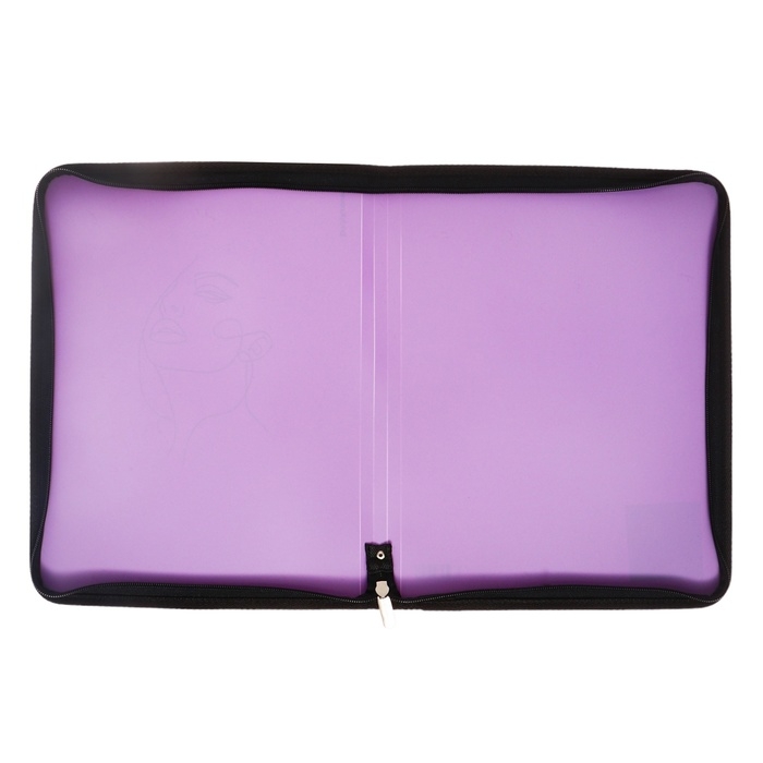 Папка на молнии А4+, 600 мкм, ErichKrause Папка на молнии А4+, 600 мкм, ErichKrause "Manga Faces" 251x330x30мм, пластик, молния вокруг, фиолетовая, микс