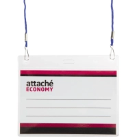 Бейдж Attache Economy 78x96 150мкм,шнур.2заж 45см син, вкладыш 60x90 5шт/уп
