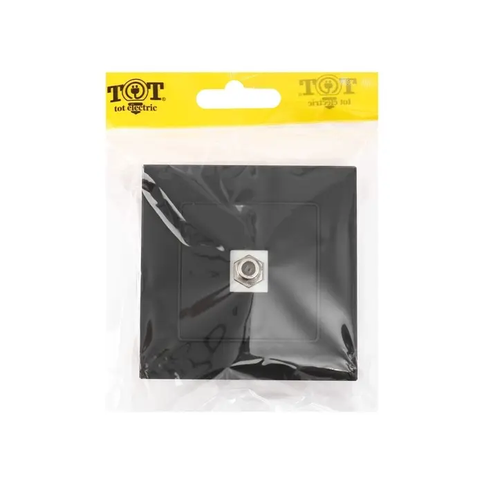 Розетка телевизионная TOT Matte Glass, стекло, скрытая, одноместная, чёрная