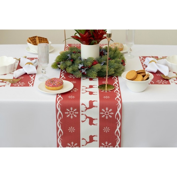 Дорожка новогодняя на стол Доляна «Новый год», сервировочная, 180×30 см Дорожка новогодняя на стол Доляна «Новый год», сервировочная, 180×30 см