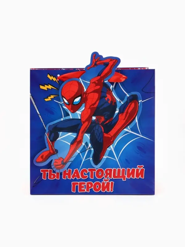 Пакет подарочный &laquo;Супергерой&raquo;, объёмный декор, 22&times;22&times;10 см