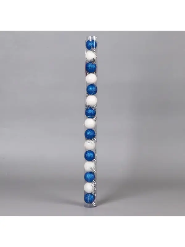 Ёлочные игрушки &laquo;Блеск&raquo;, шары новогодние, d=3 см, набор 15 шт., белый/синий