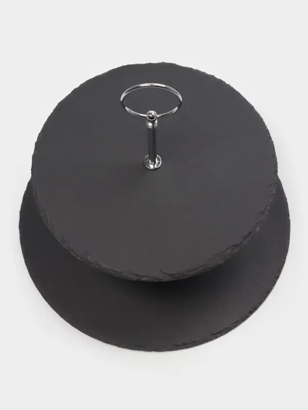 Этажерка для фруктов и десертов Magistro Valley, 2 яруса, d=25/20&times;24 см, сланец, чёрная