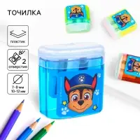 Точилка пластиковая с контейнером, двойная, МИКС, Щенячий патруль