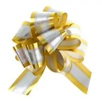 Подарочный Бант - шар №5, серебро в золоте, для упаковки подарков