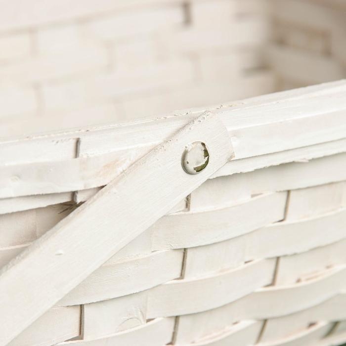 Корзина «Плетёнка», белая, 31,5×12×25,5 см, шпон Корзина «Плетёнка», белая, 31,5×12×25,5 см, шпон