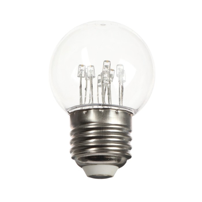 Лампа светодиодная, 6 LED, G45, Е27, 1 Вт, для белт-лайта, т-бел, наб. 10 шт Лампа светодиодная, 6 LED, G45, Е27, 1 Вт, для белт-лайта, т-бел, наб. 10 шт