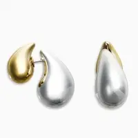 Серьги "Капли Бо" двойные, цвет золотисто-серебристый