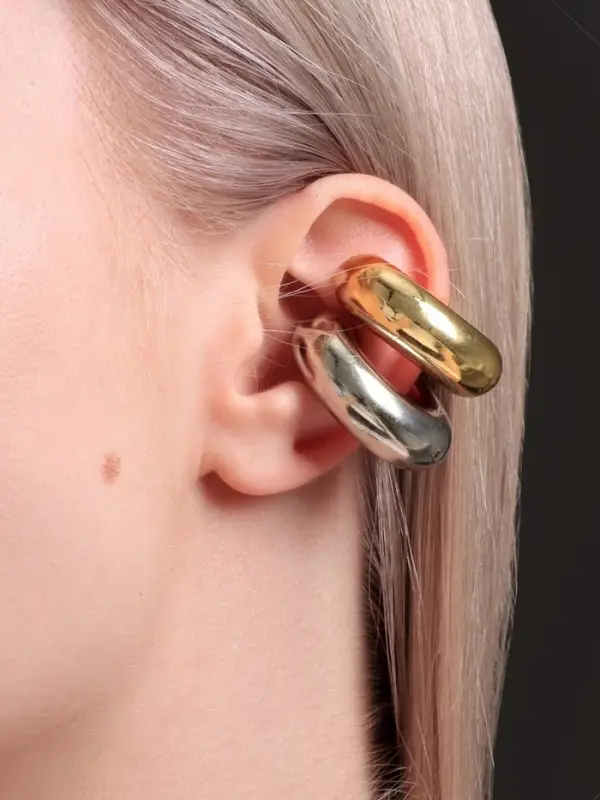 Серьги каффы &laquo;Кольца&raquo;, 2 шт. цвет серебряно-золотой