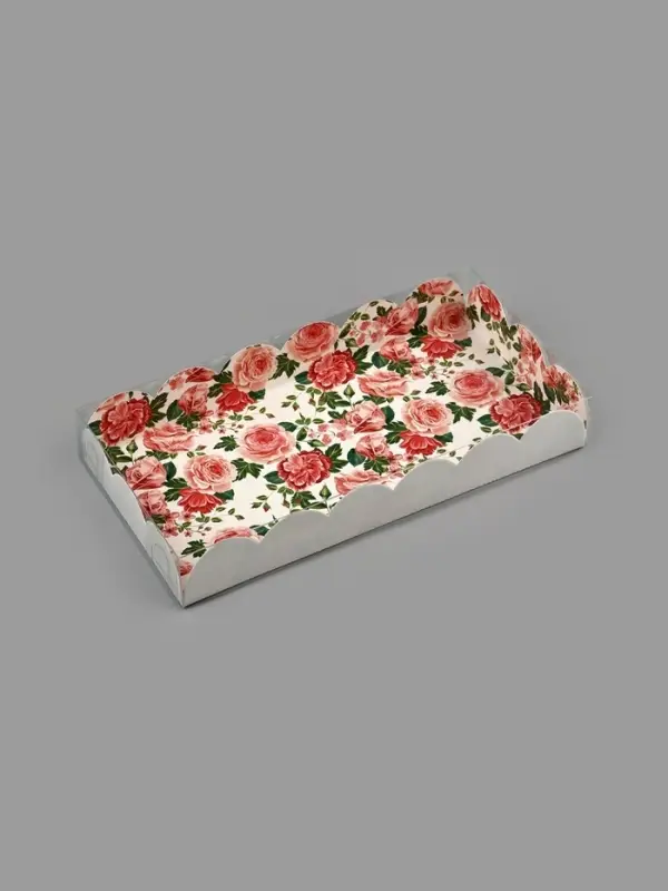 Коробка для печенья, кондитерская упаковка с пластиковой крышкой, голография, Just smile, 10.5&times;21&times;3 см