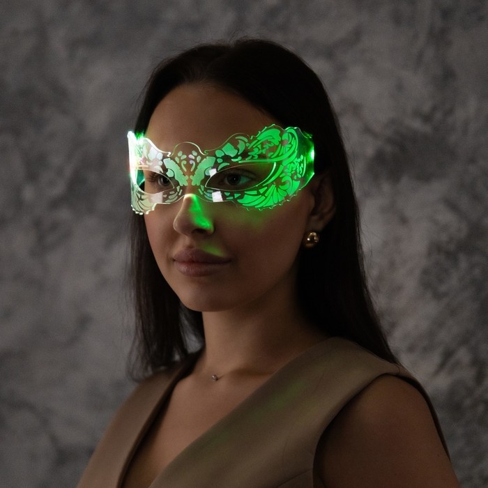 Светодиодные очки Светодиодные очки "Маскарад", 16.5x7x15,5 см, CR2032x2 (в компл.), 3 режима, RGB