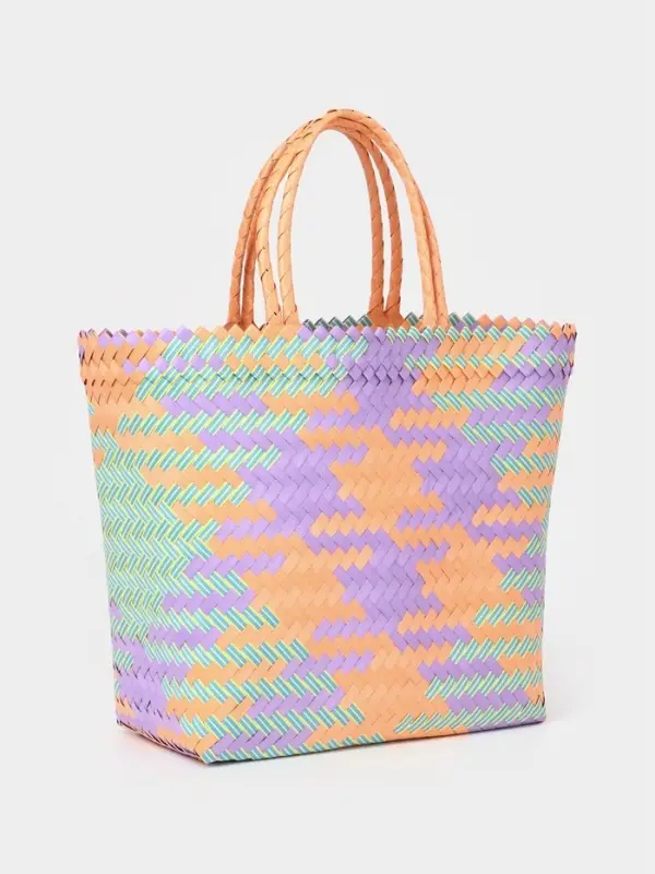 Сумка плетёная, 30&times;10&times;30 см, пластик, разноцветная