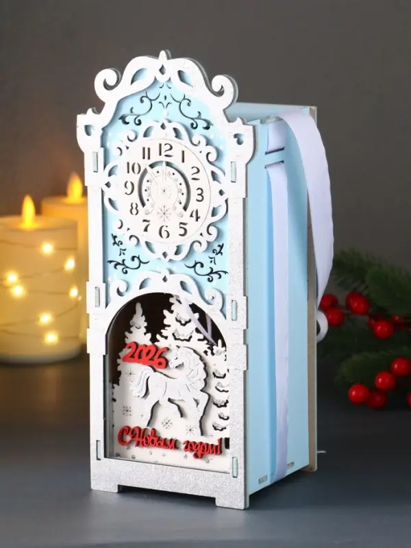 Шкатулка  Шкатулка "Лошадка 2026" с сувениром, 12х10х27, голубой