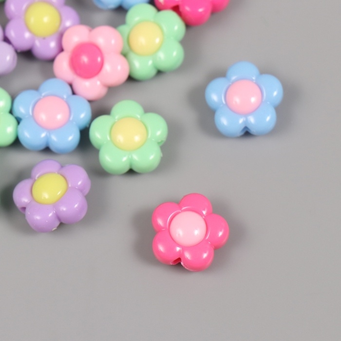 Бусины пластик Бусины пластик "Летние цветные ромашки" МИКС набор 20 гр 1,6х1,6х0,8 см