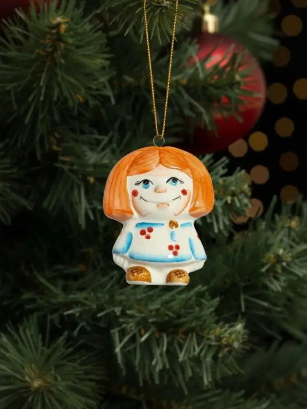 Ёлочная игрушка фарфор &laquo;Домовенок Петя&raquo;, крепление петля, 9 см