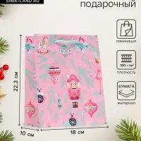 Пакет подарочный новогодний ламинированный &laquo;Щелкунчик&raquo;, 18&times;22.3&times;10 см