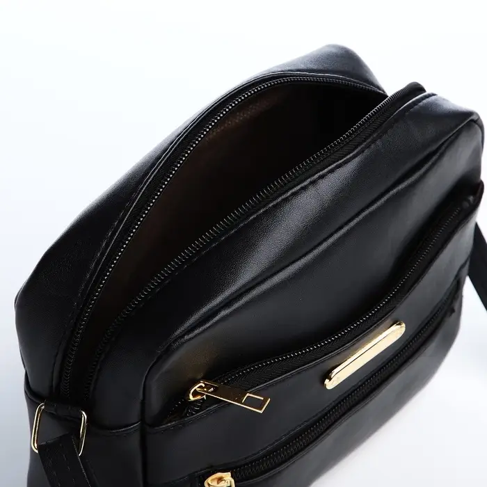 Сумка женская кросс-боди на молнии, 21&times;7.5&times;17 см, чёрная