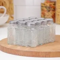 Набор стеклянных солонок Доляна «Линии», 12 предмета: 100 мл, 4×9 см, цвет прозрачный Набор стеклянных солонок Доляна «Линии», 12 предмета: 100 мл, 4×9 см, цвет прозрачный