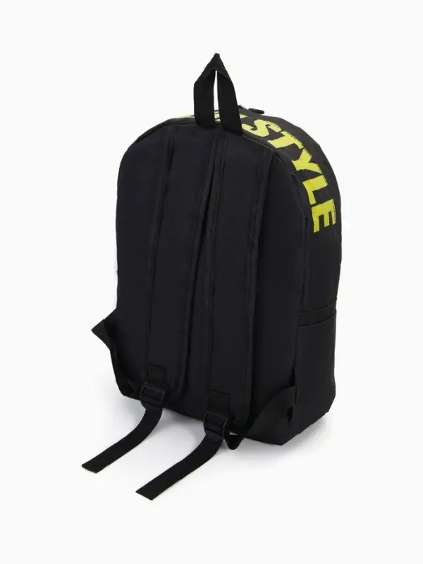 Рюкзак молодёжный на молнии, 3 кармана, 27&times;10&times;37.5 см, чёрный