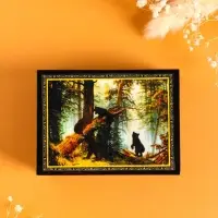 Шкатулка для украшений &laquo;Мишки&raquo;, 7.5&times;10 см, лаковая миниатюра