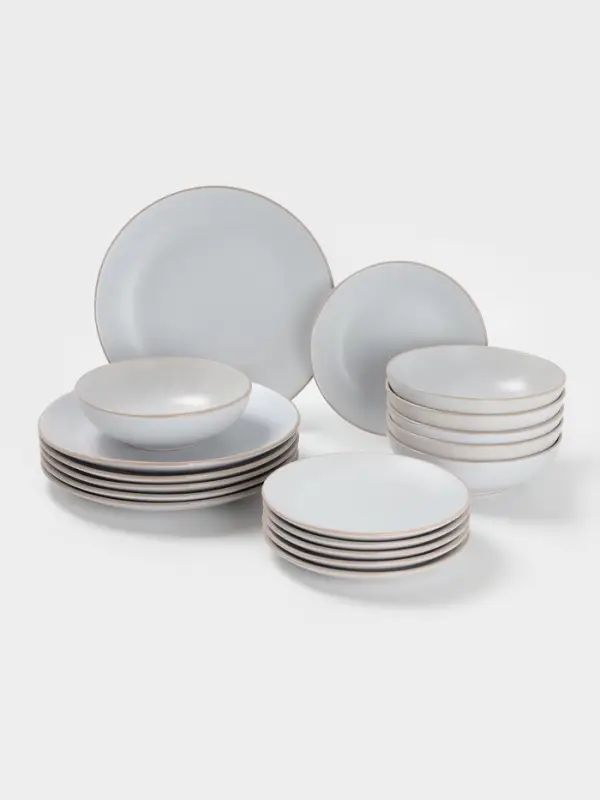 Тарелки Доляна &laquo;Ваниль&raquo;, 18 предметов: 6 тарелок d=19 см, 6 тарелок d=27 см, 6 мисок d=19 см, керамика, белые