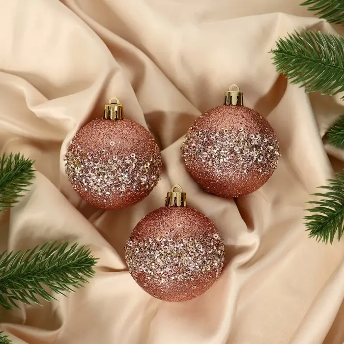 Ёлочные игрушки «Джейн», шары новогодние, d=6 см, набор 3 шт.