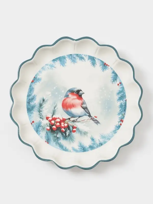 Тарелка сервировочная новогодняя Доляна «Зимний вечер», 20×20×2.5 см, доломит, белая